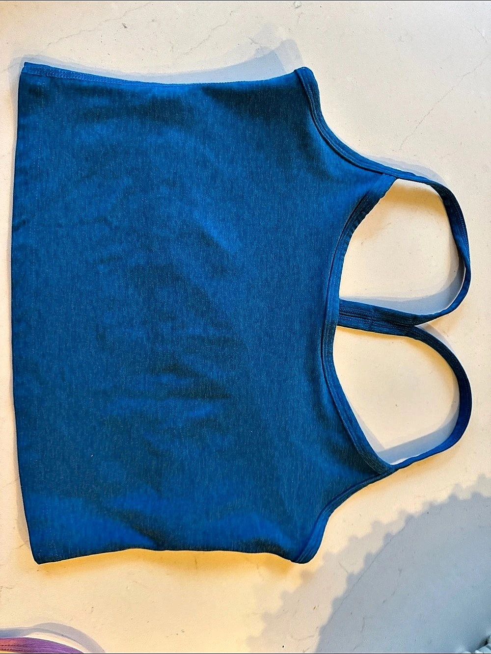 Beyond Yoga Spacedye Slim Racerback Cropped Tank Blue L